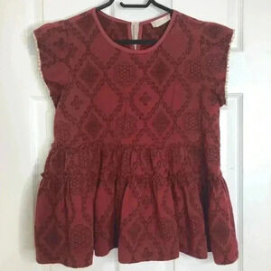 Altar’d State  Boho Embroidered Shirt Red Sz Medium